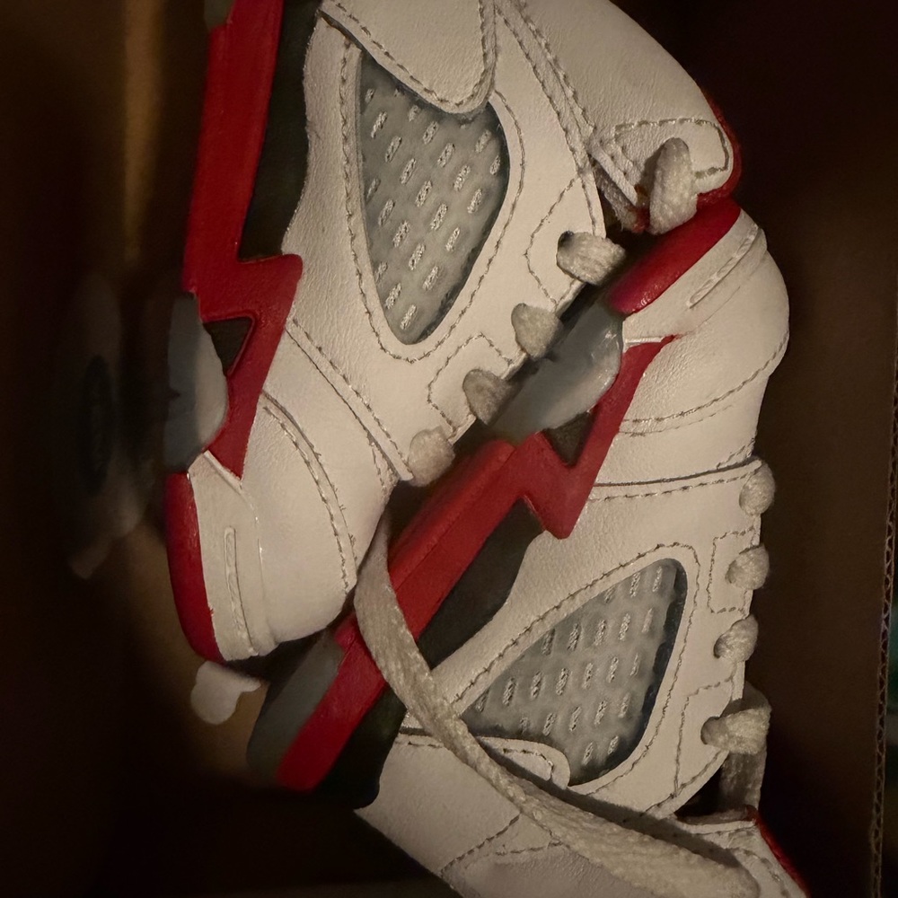 Jordan Kids White and Red Sneakers